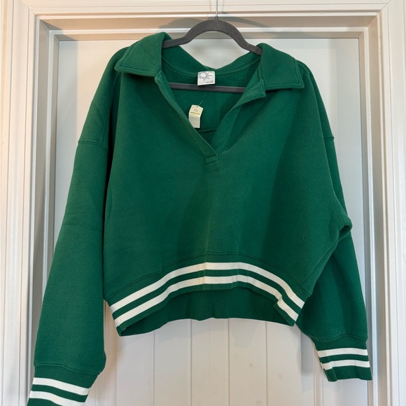 Aerie Green Pullover with Striped Detail - Picture 1 of 2